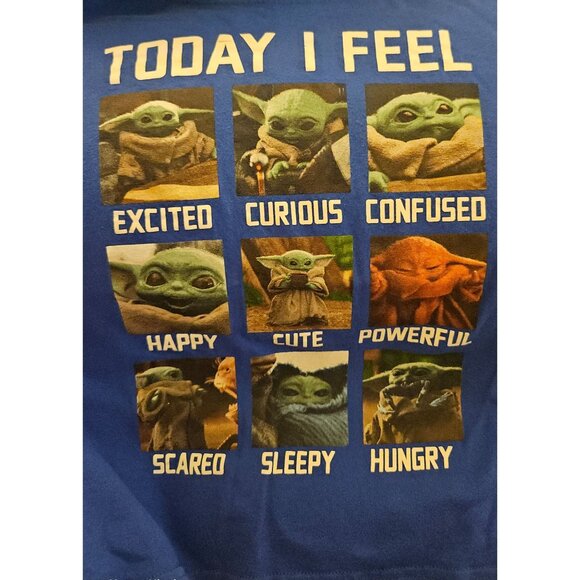 Star Wars Mandalorian Child "Today I Feel" Graphic Blue T-Shirt For Kids Size M/ - Picture 2 of 5